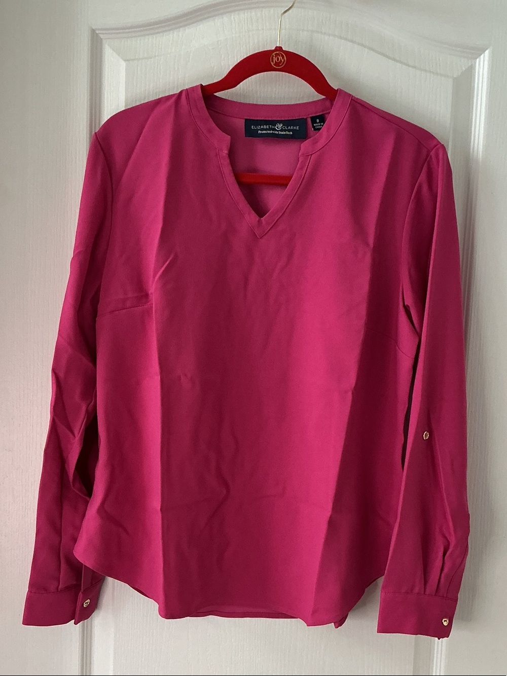 Elizabeth & Clarke Fuchsia V-Neck Blouse
